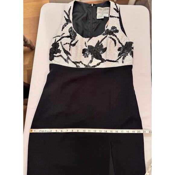Daymore Couture Gown Sz 14 2-pc Blazer Sheath Black & White Sequins MOB Formal - Picture 15 of 16